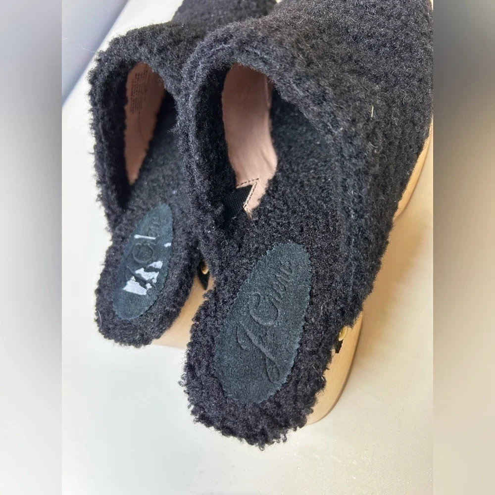 J.Crew Sherpa Black Clogs